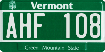 VT license plate AHF108