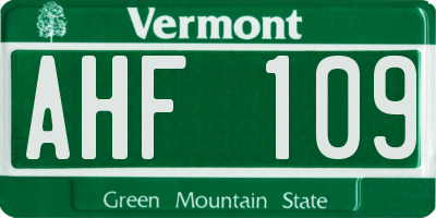 VT license plate AHF109