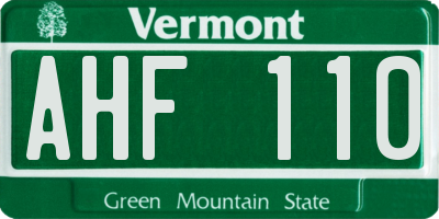 VT license plate AHF110