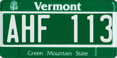 VT license plate AHF113