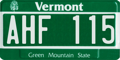 VT license plate AHF115