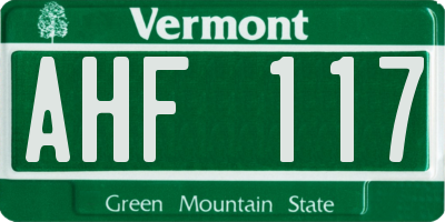 VT license plate AHF117