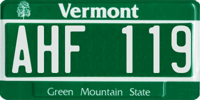 VT license plate AHF119