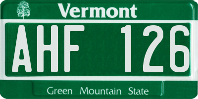 VT license plate AHF126