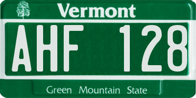 VT license plate AHF128