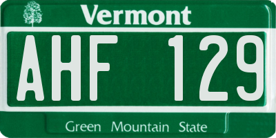 VT license plate AHF129