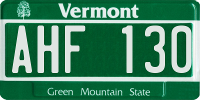 VT license plate AHF130