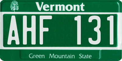 VT license plate AHF131