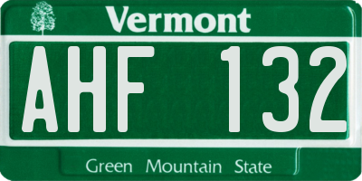 VT license plate AHF132