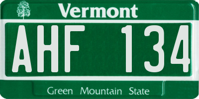 VT license plate AHF134
