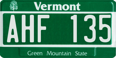 VT license plate AHF135