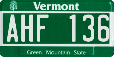 VT license plate AHF136