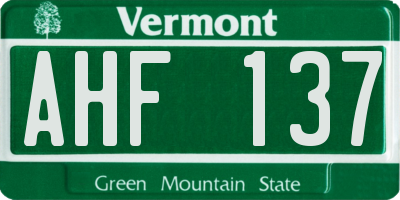 VT license plate AHF137