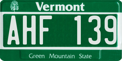 VT license plate AHF139