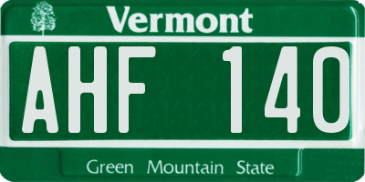 VT license plate AHF140