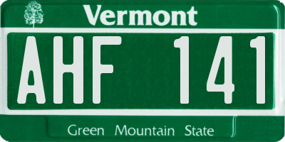 VT license plate AHF141