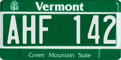 VT license plate AHF142
