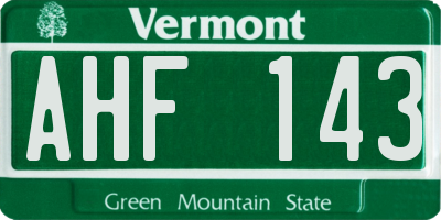 VT license plate AHF143