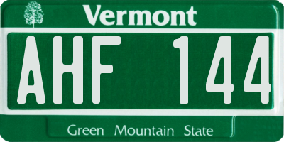 VT license plate AHF144