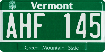 VT license plate AHF145
