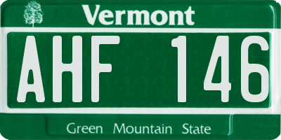 VT license plate AHF146