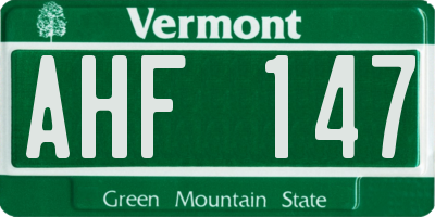 VT license plate AHF147