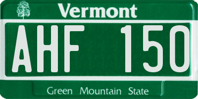 VT license plate AHF150