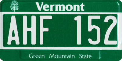 VT license plate AHF152