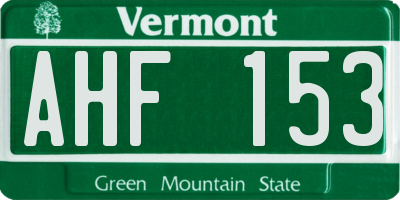 VT license plate AHF153