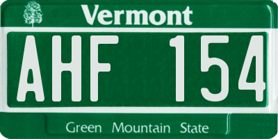 VT license plate AHF154
