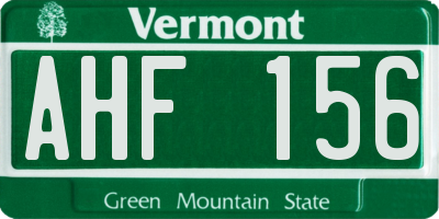 VT license plate AHF156