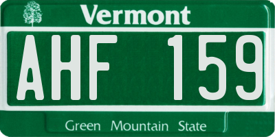 VT license plate AHF159