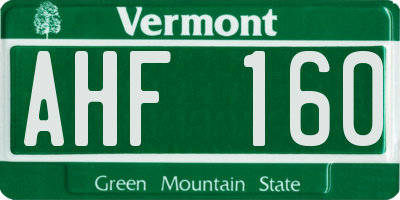 VT license plate AHF160