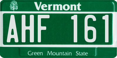 VT license plate AHF161