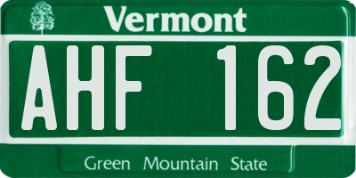 VT license plate AHF162