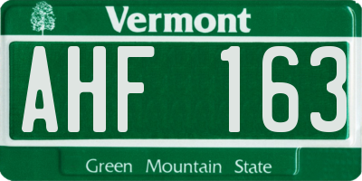 VT license plate AHF163