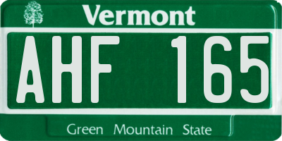 VT license plate AHF165