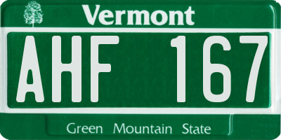 VT license plate AHF167