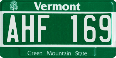 VT license plate AHF169