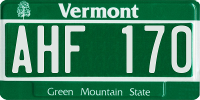 VT license plate AHF170