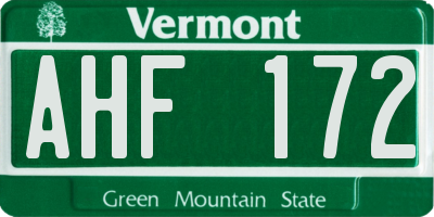 VT license plate AHF172