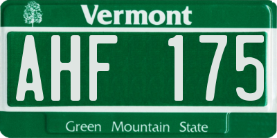 VT license plate AHF175