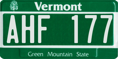 VT license plate AHF177