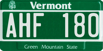 VT license plate AHF180
