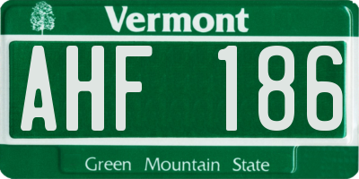 VT license plate AHF186