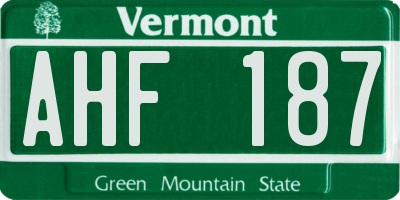 VT license plate AHF187