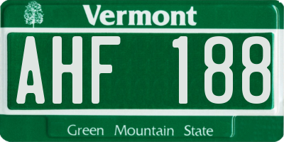VT license plate AHF188
