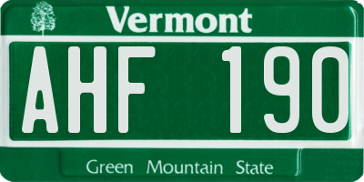 VT license plate AHF190