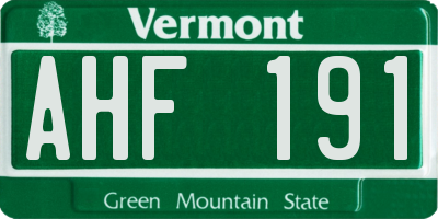 VT license plate AHF191