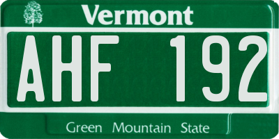 VT license plate AHF192